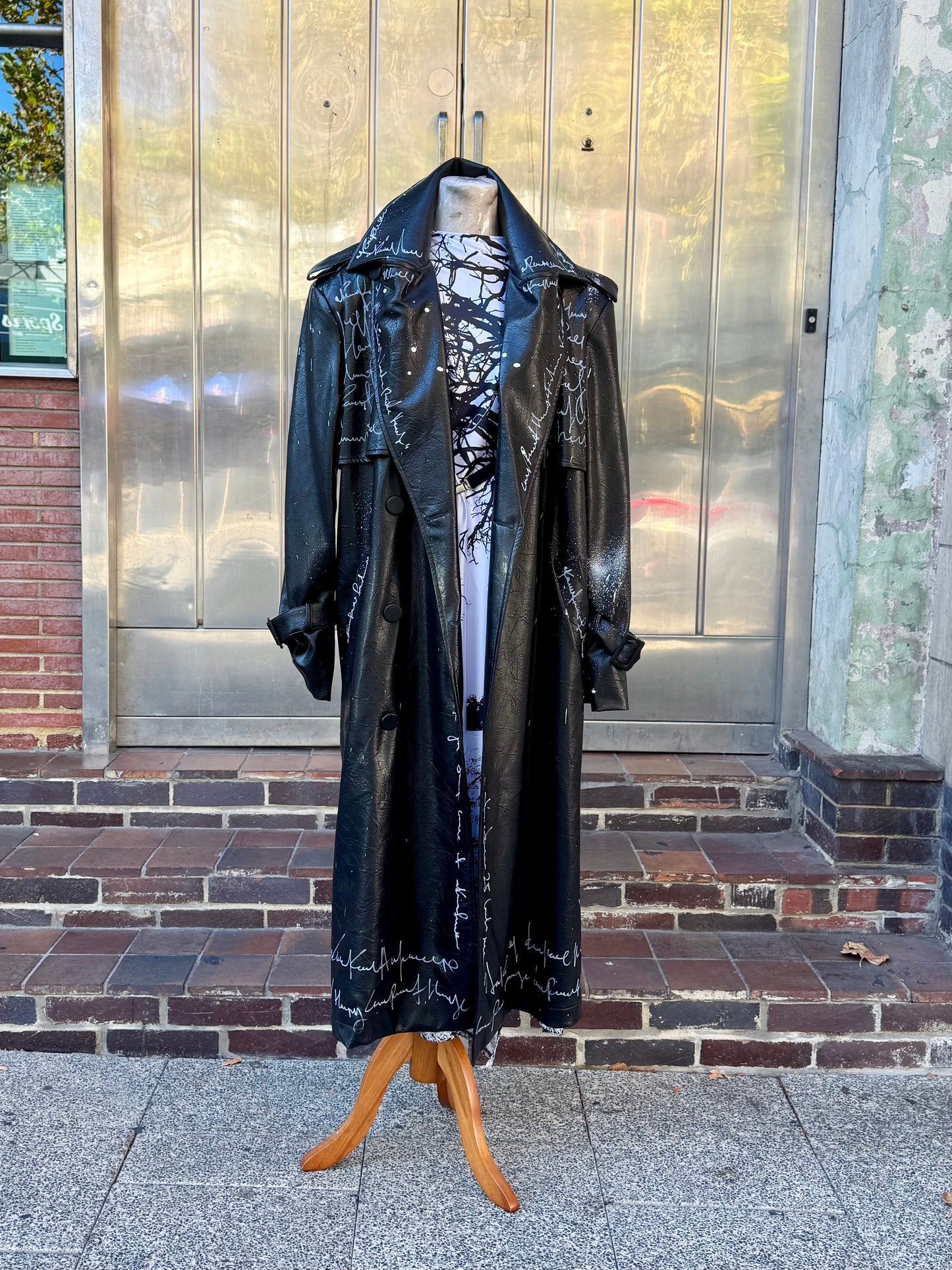 Statement faux leather Trench Coat