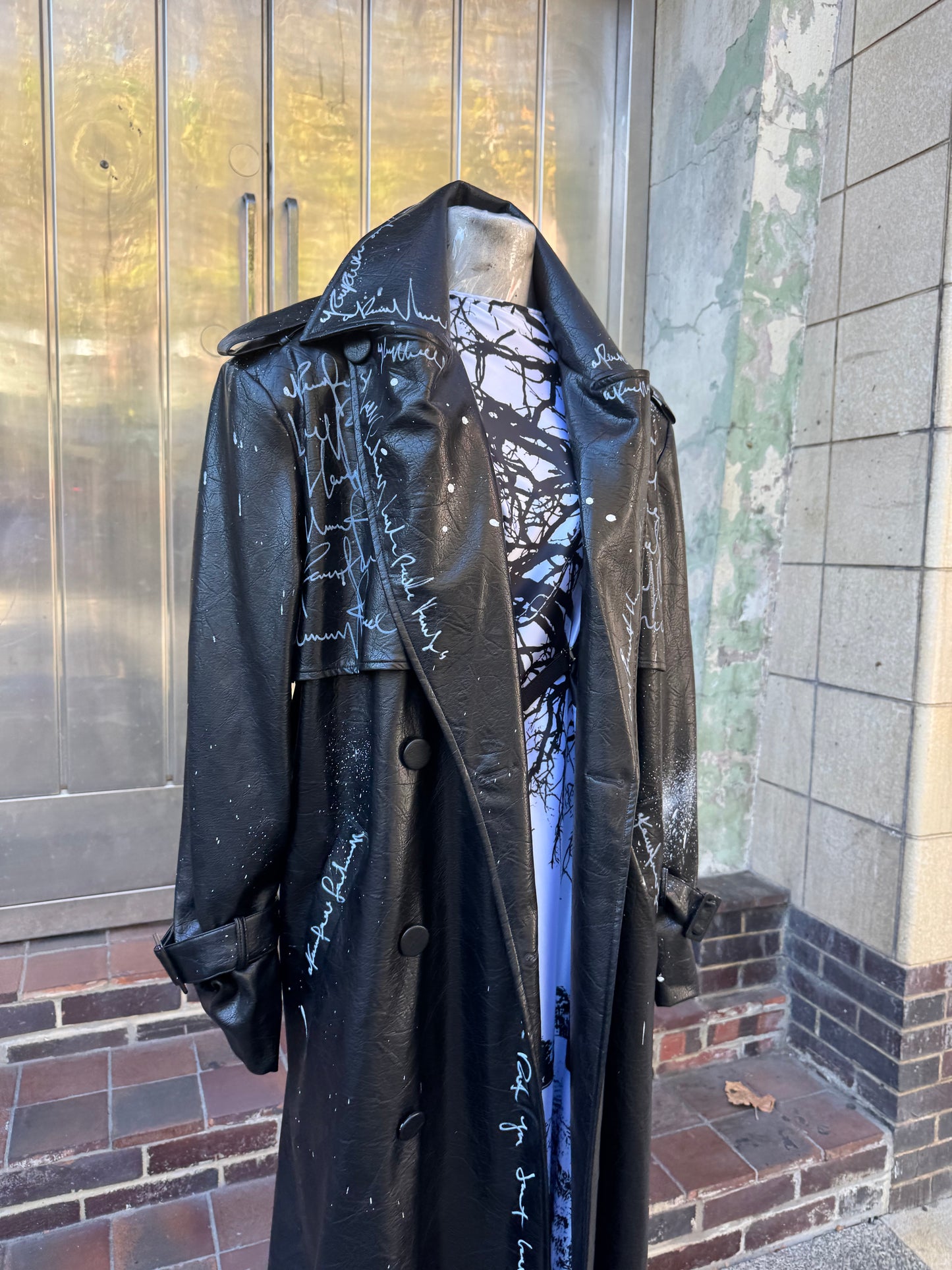 Statement faux leather Trench Coat