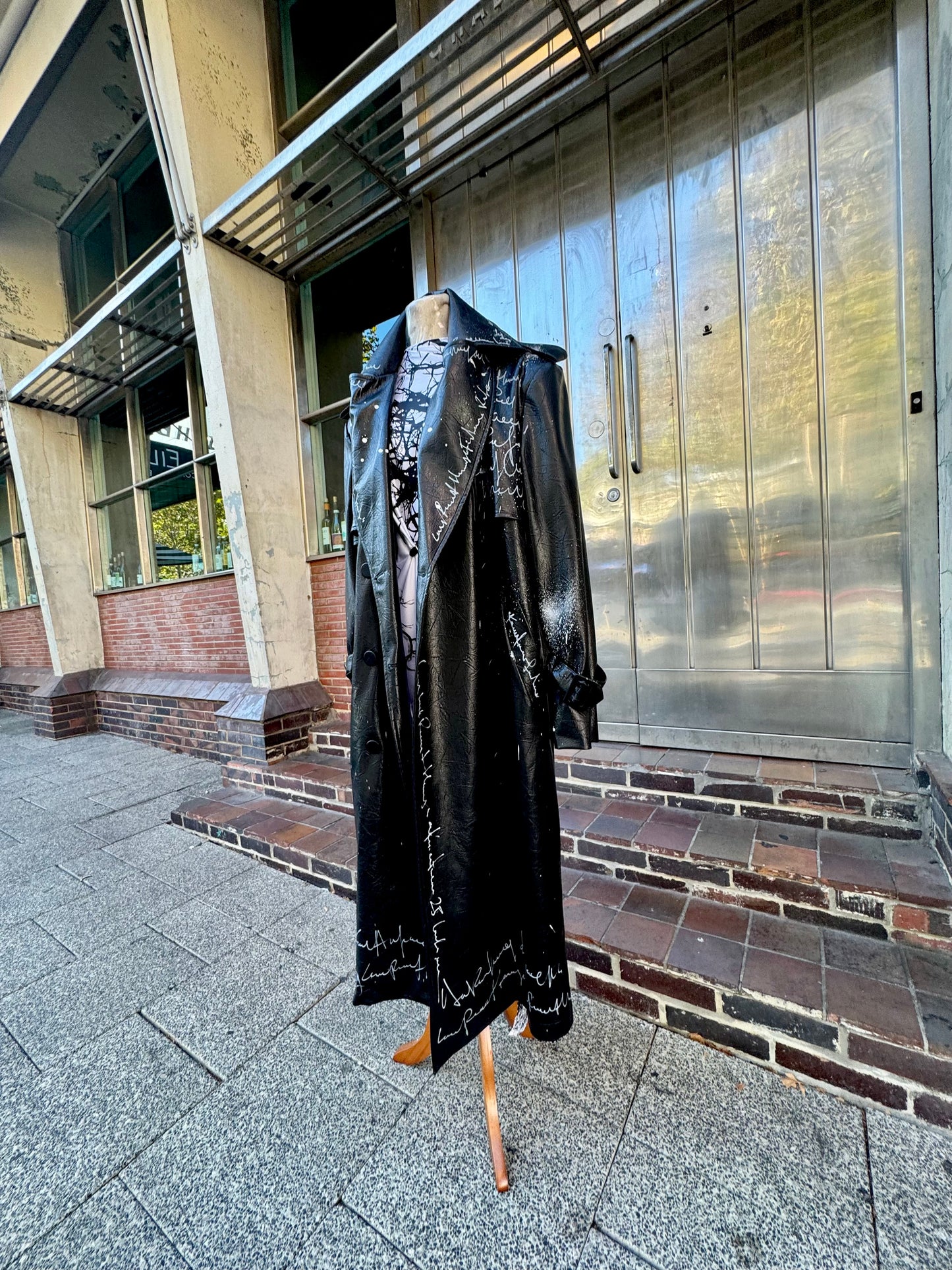 Statement faux leather Trench Coat