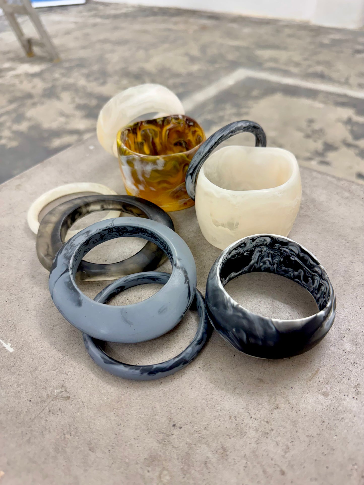 Raven Swirl Resin Bangle