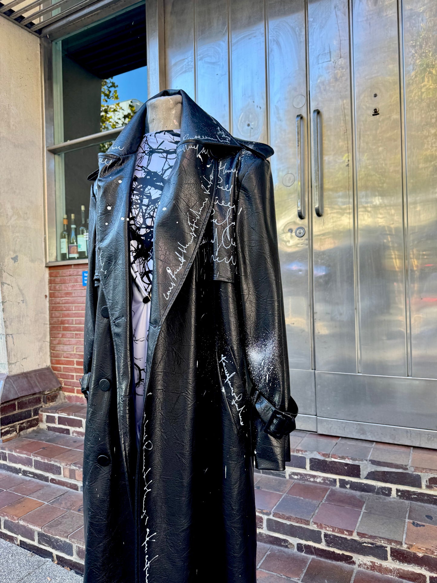 Statement faux leather Trench Coat