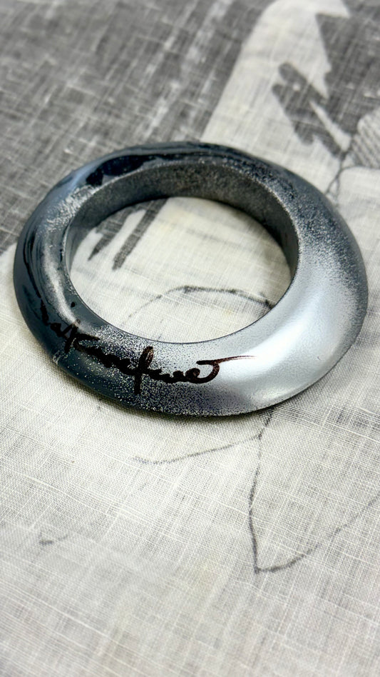Chrome painted Raven Swirl Resin Bangle