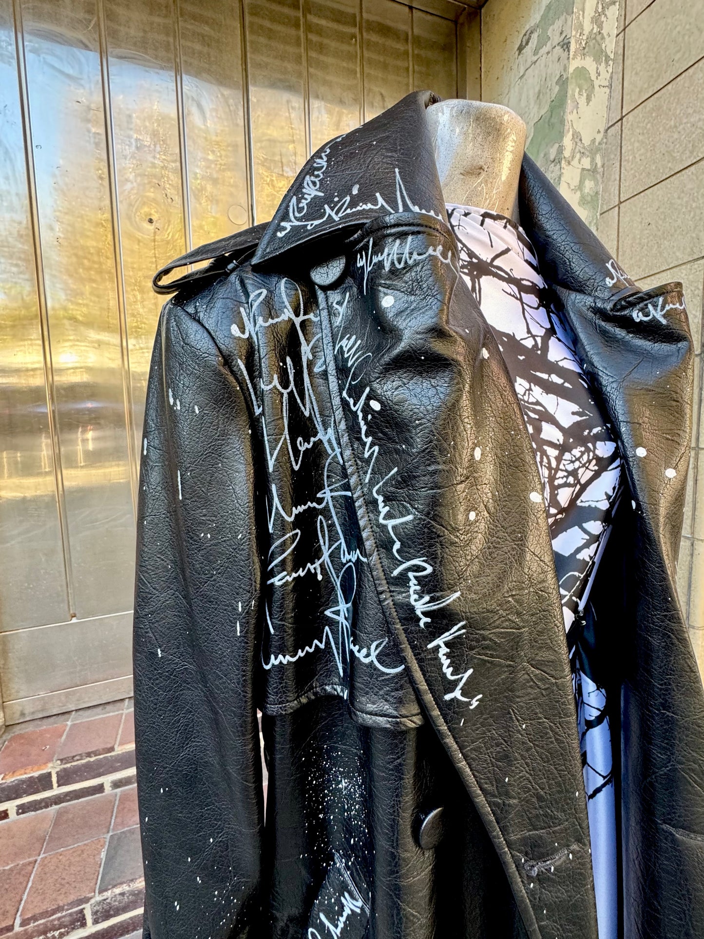 Statement faux leather Trench Coat