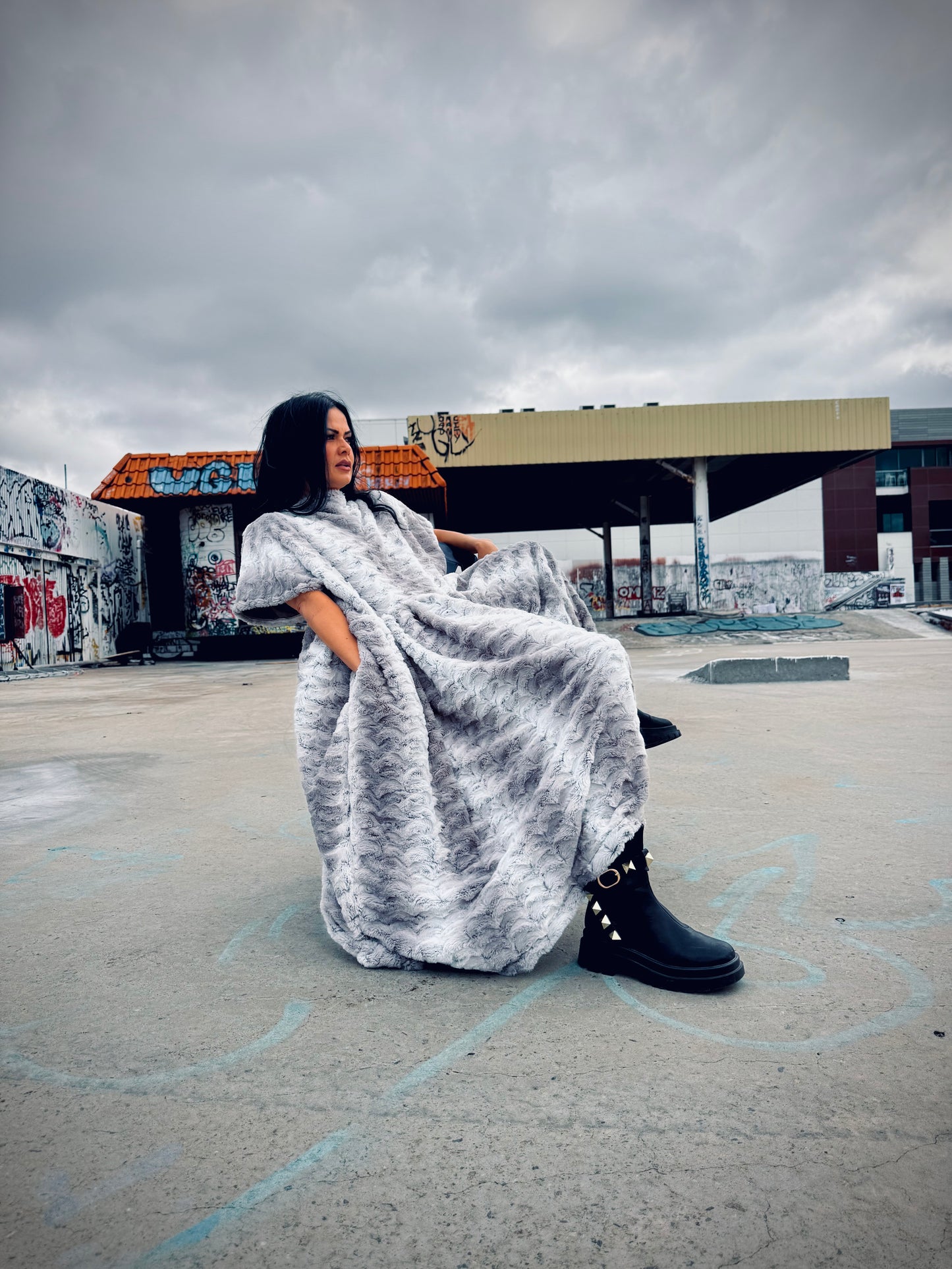 Faux fur dress