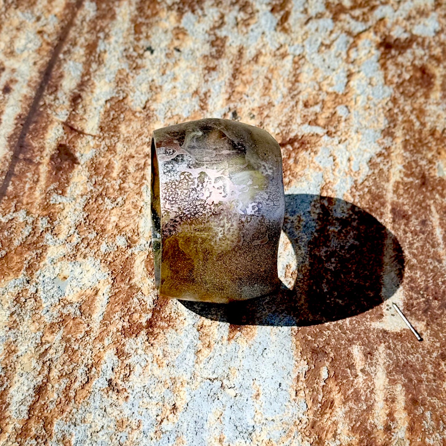 Chrome Limited edition hand painted Amber Resin Bangle
