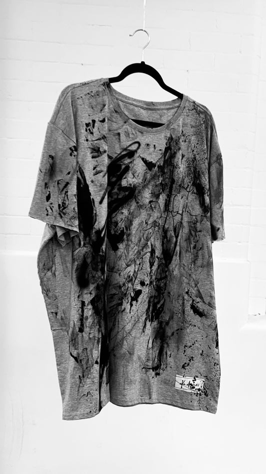 Grey Hand Paint T Shirt Dress