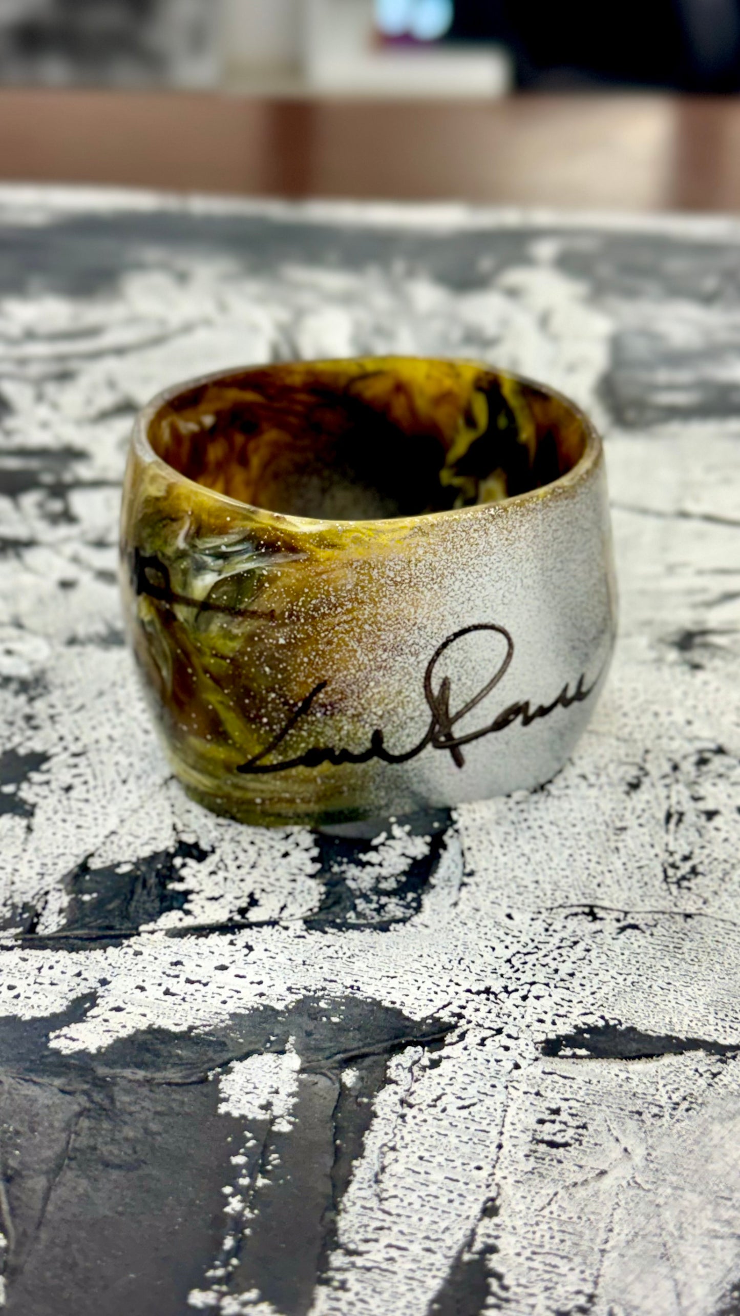 Chrome painted Amber Resin Bangle