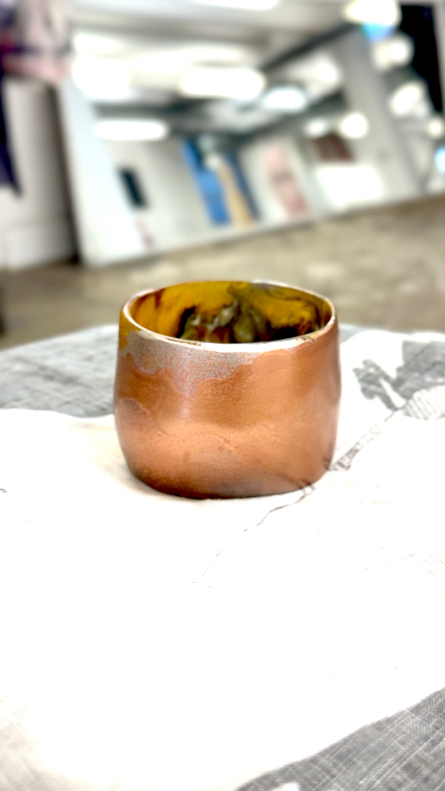 Chrome Limited edition hand painted Amber Resin Bangle