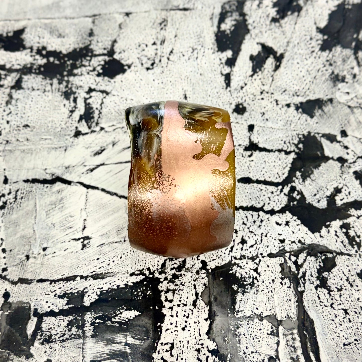 Chrome Limited edition hand painted Amber Resin Bangle