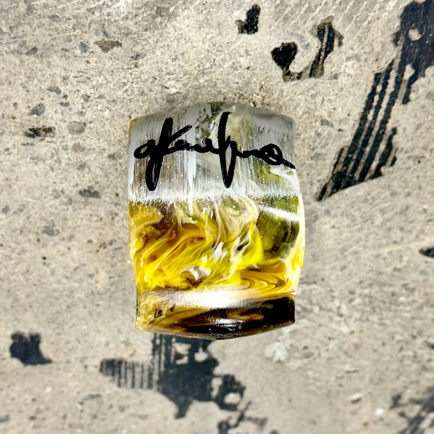 Chrome Limited edition hand painted Amber Resin Bangle