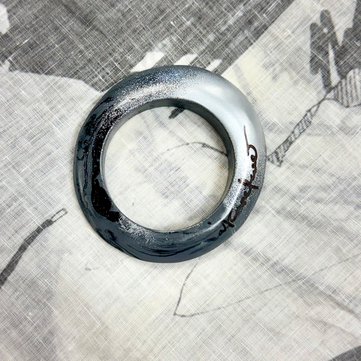 Chrome painted Raven Swirl Resin Bangle