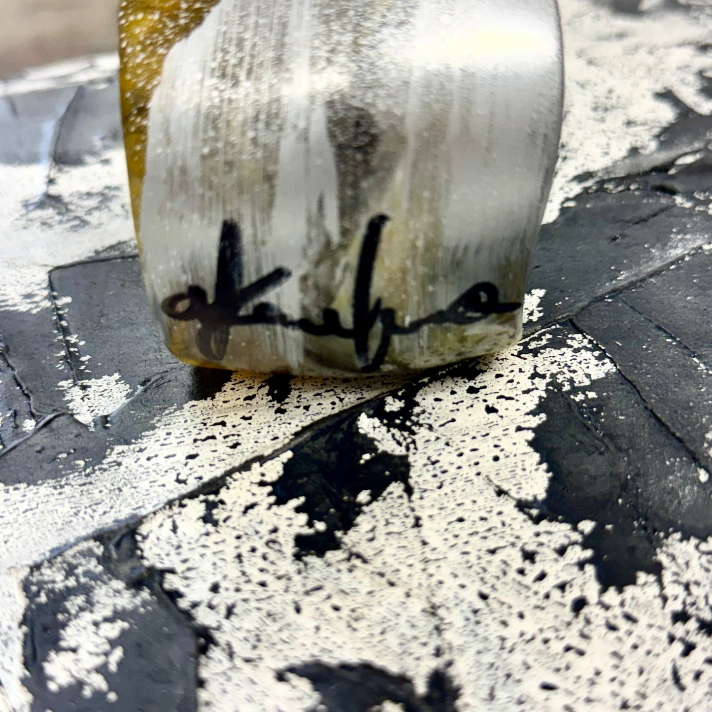 Chrome Limited edition hand painted Amber Resin Bangle