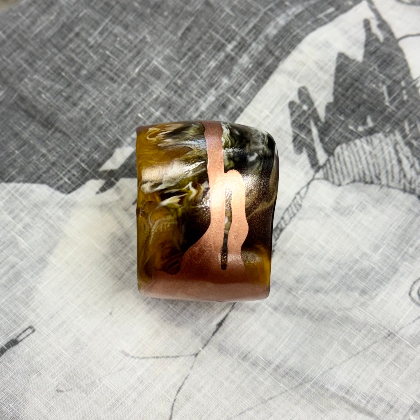 Chrome Limited edition hand painted Amber Resin Bangle