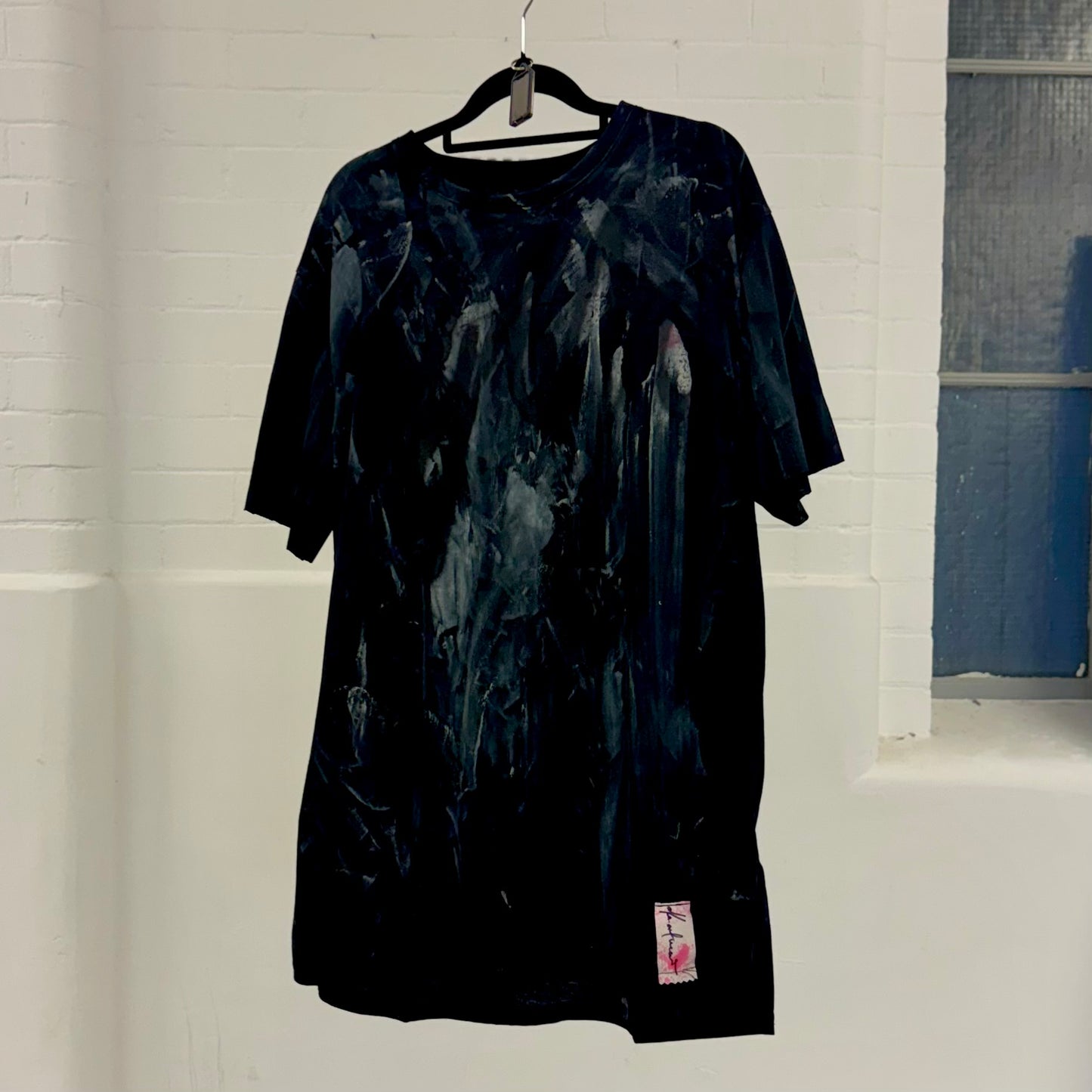 Black Hand Paint T Shirt Dress