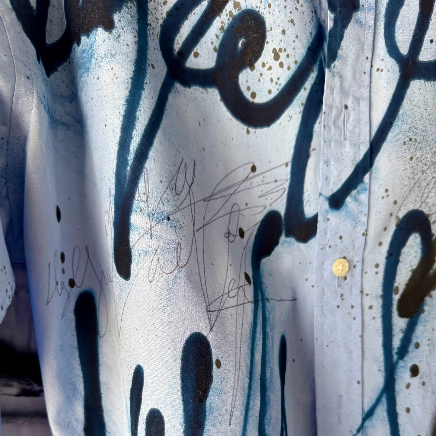 Beautiful blue hand painted shirt