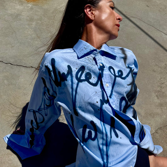 Beautiful blue hand painted shirt