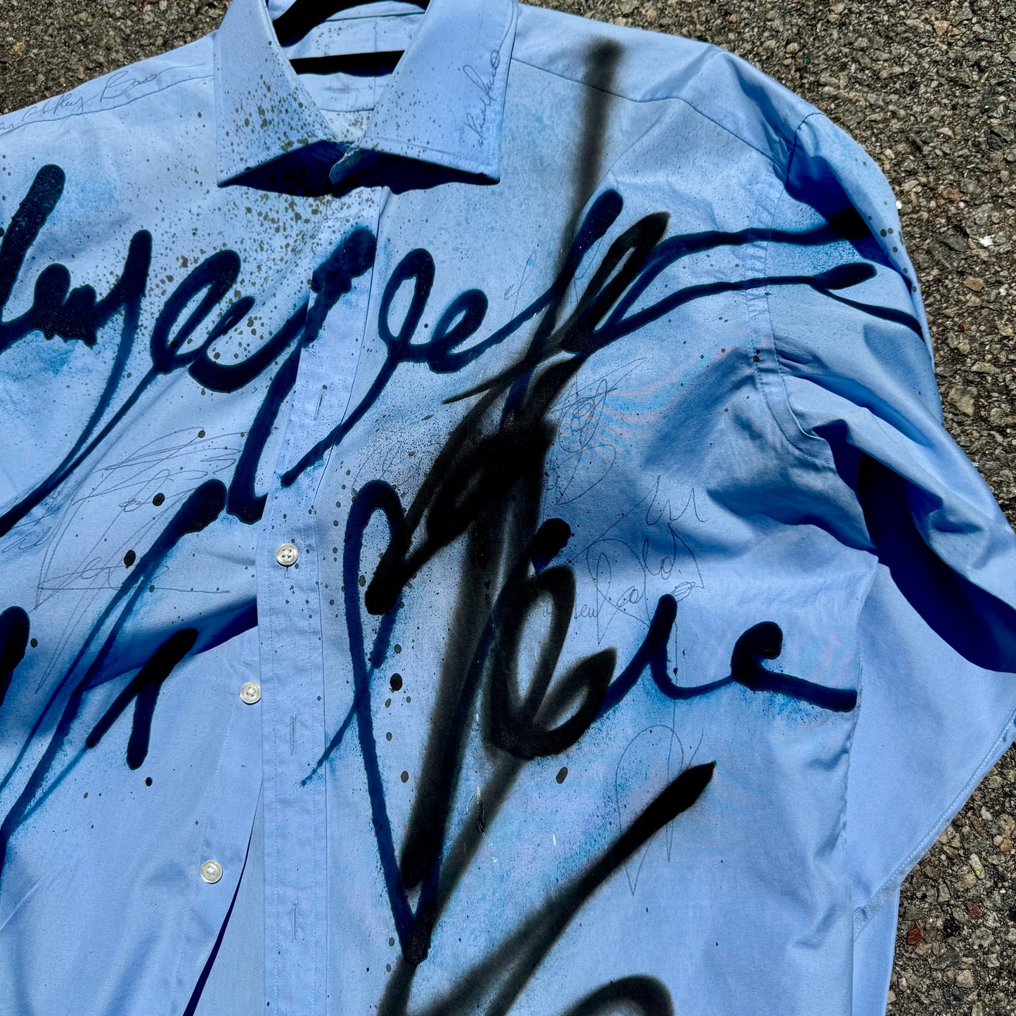 Beautiful blue hand painted shirt