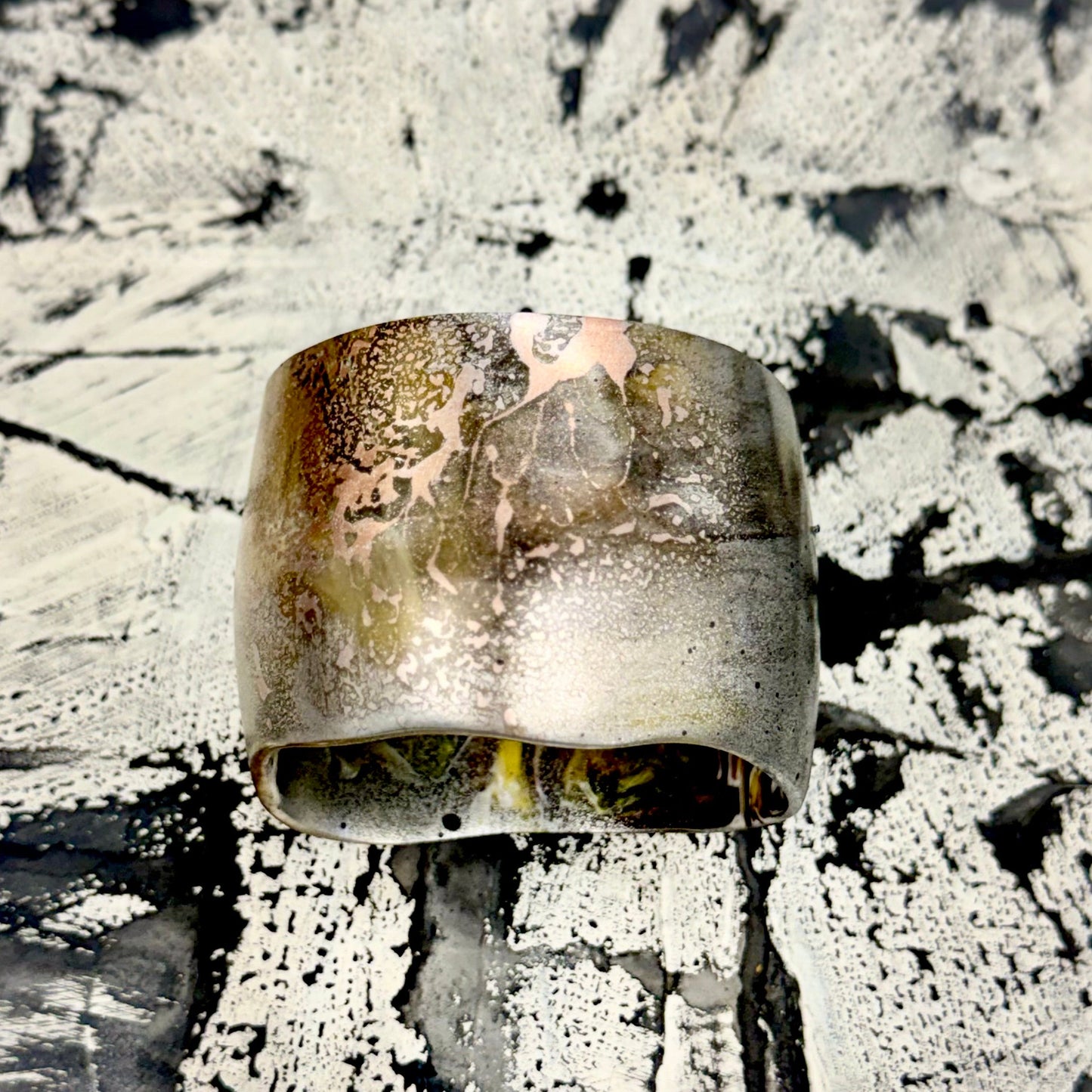 Chrome Limited edition hand painted Amber Resin Bangle