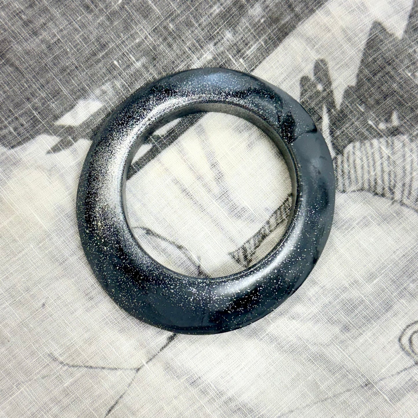 Chrome painted Raven Swirl Resin Bangle