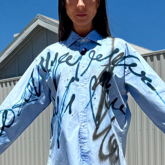 Beautiful blue hand painted shirt