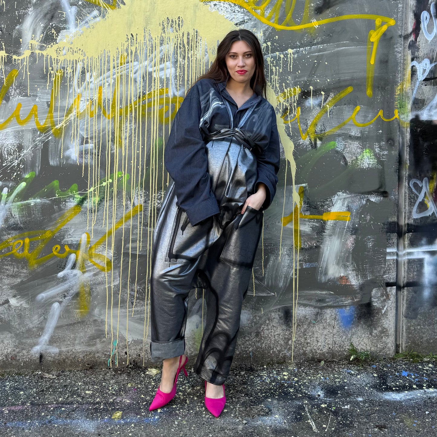 Silver Denim Overalls