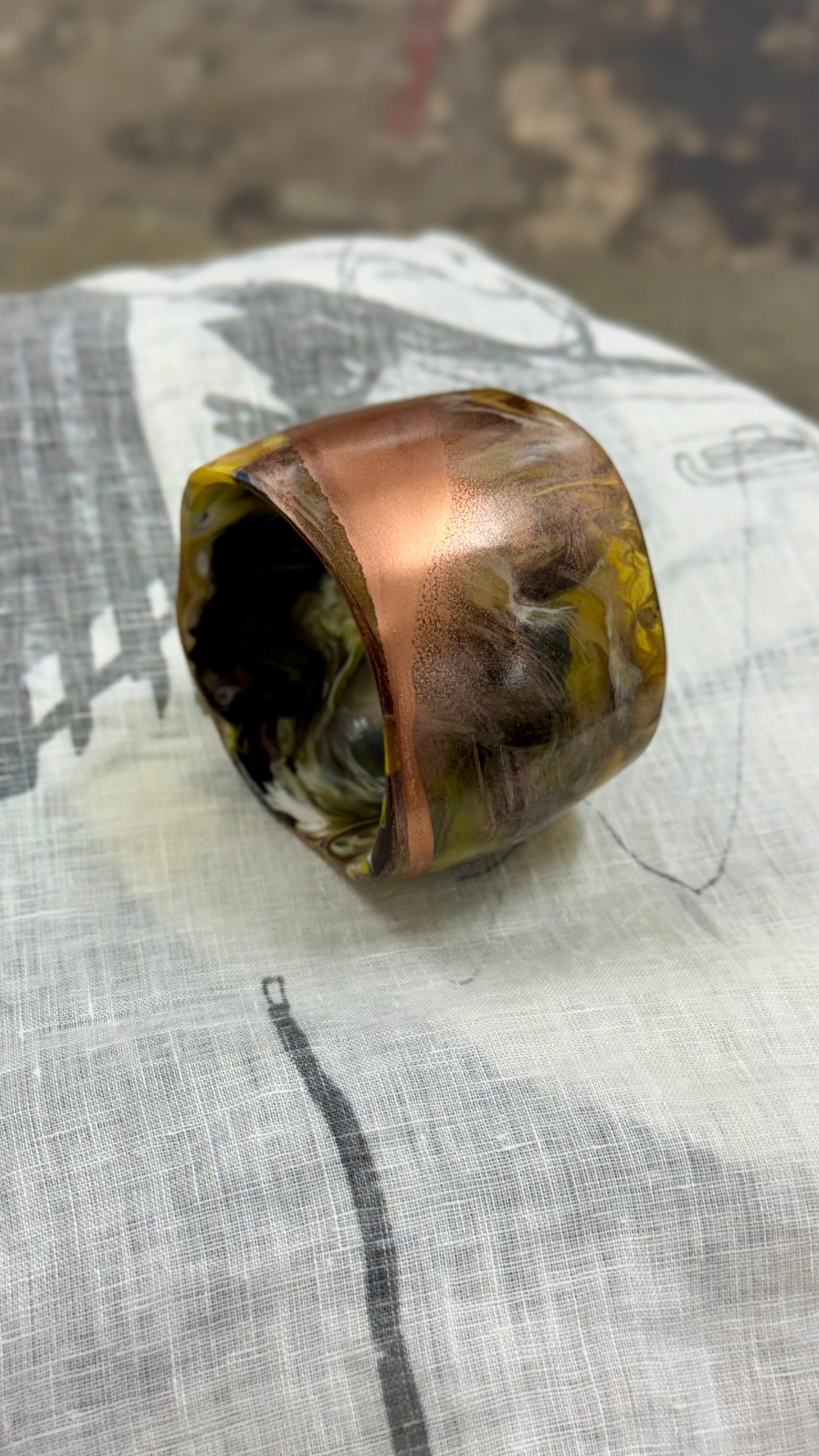 Chrome painted Amber Resin Bangle