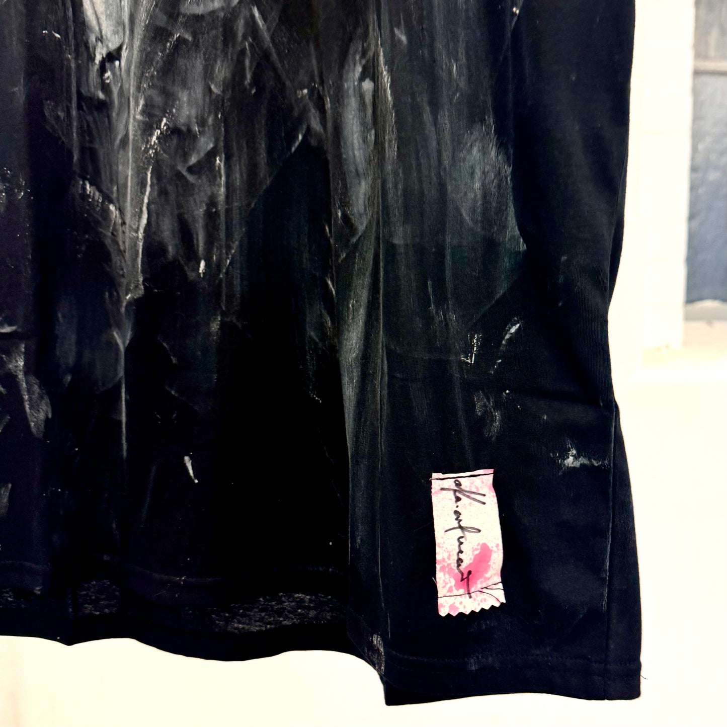 Black Hand Paint T Shirt Dress