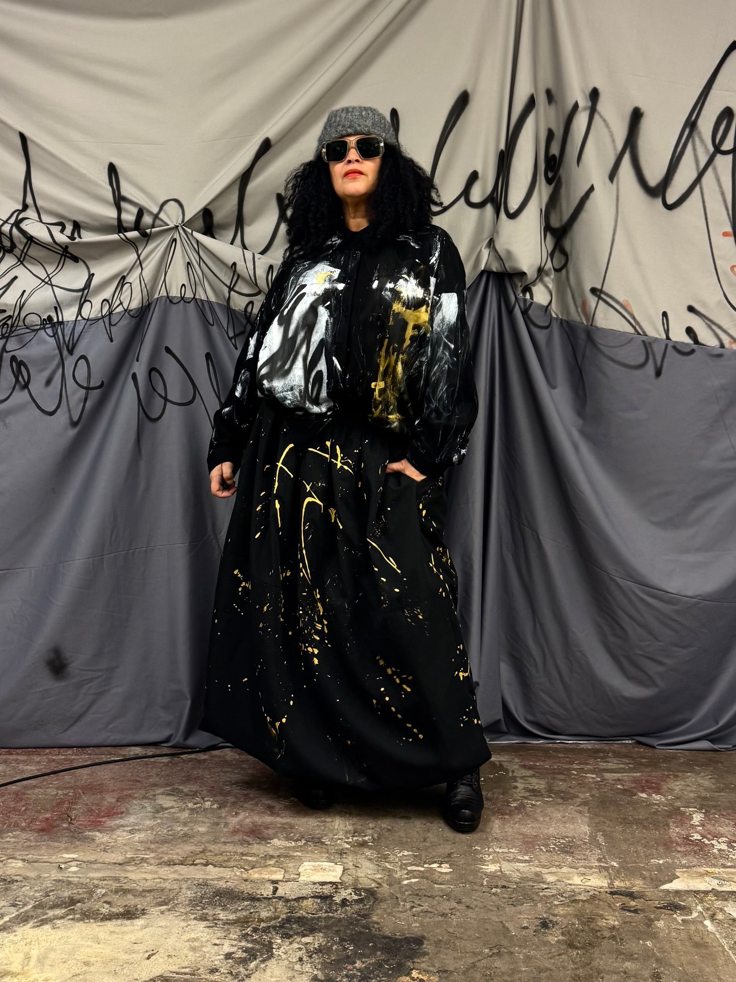 Black and Gold Puffer Skirt / Dress