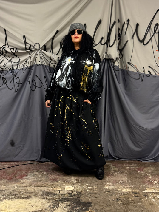 Black and Gold Puffer Skirt / Dress