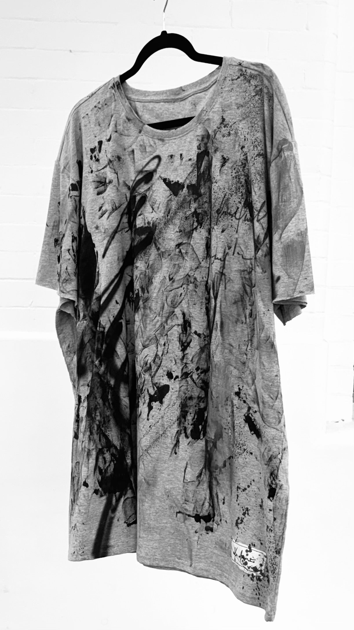 Grey Hand Paint T Shirt Dress