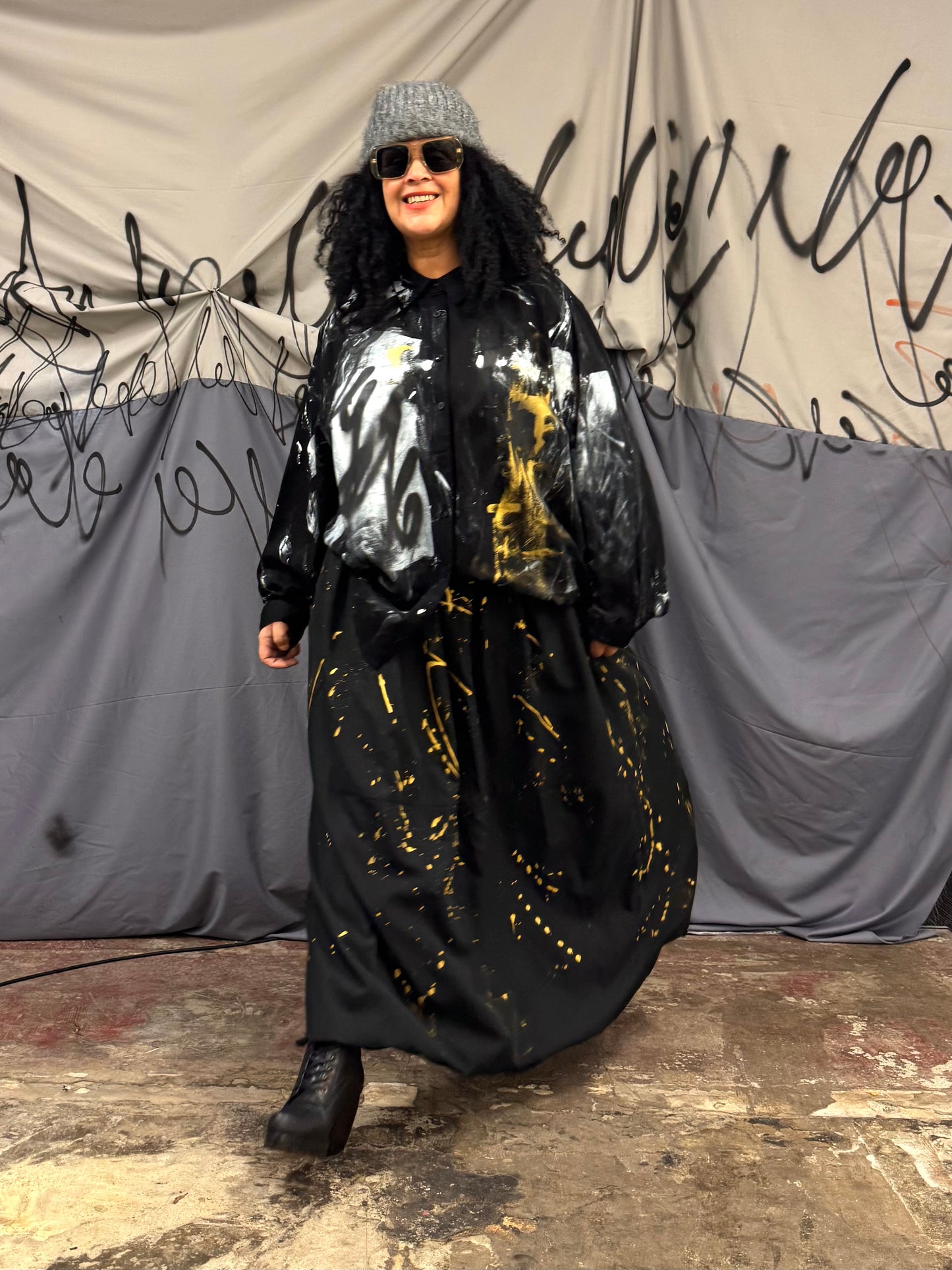 Black and Gold Puffer Skirt / Dress