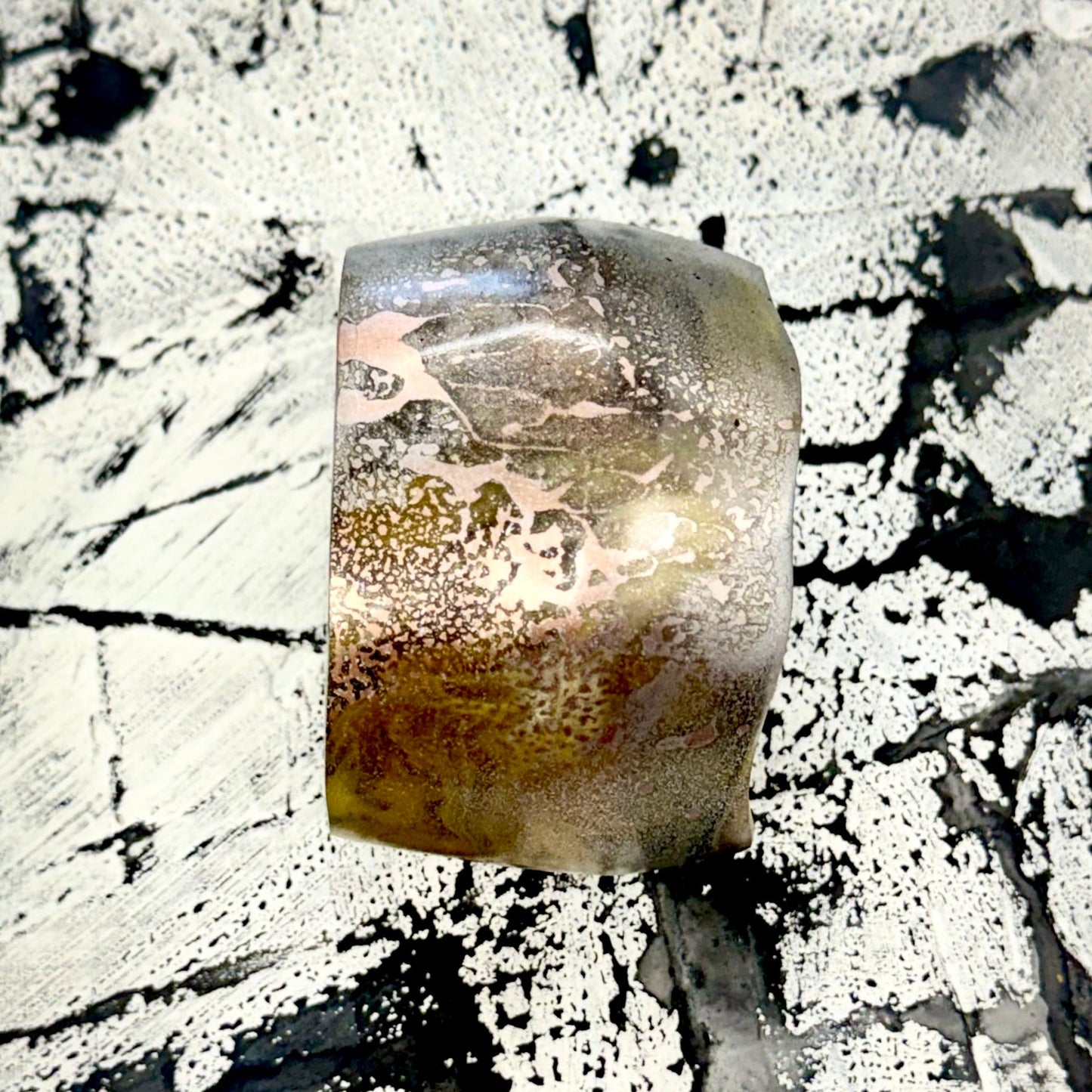 Chrome Limited edition hand painted Amber Resin Bangle