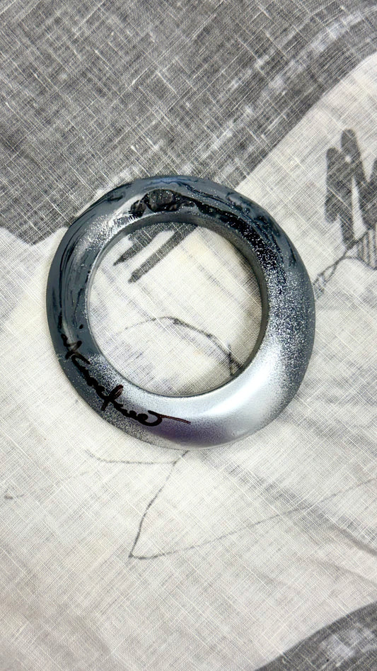 Chrome painted Raven Swirl Resin Bangle