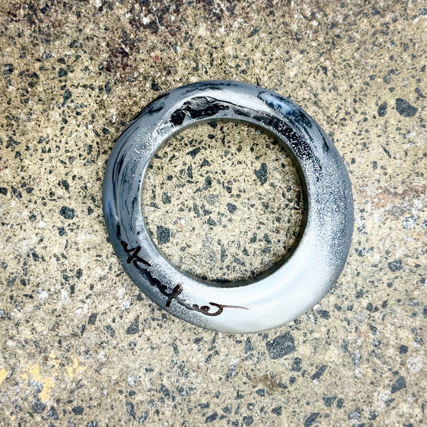 Chrome painted Raven Swirl Resin Bangle