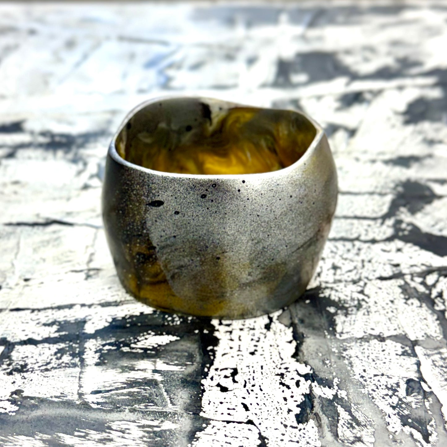 Chrome Limited edition hand painted Amber Resin Bangle