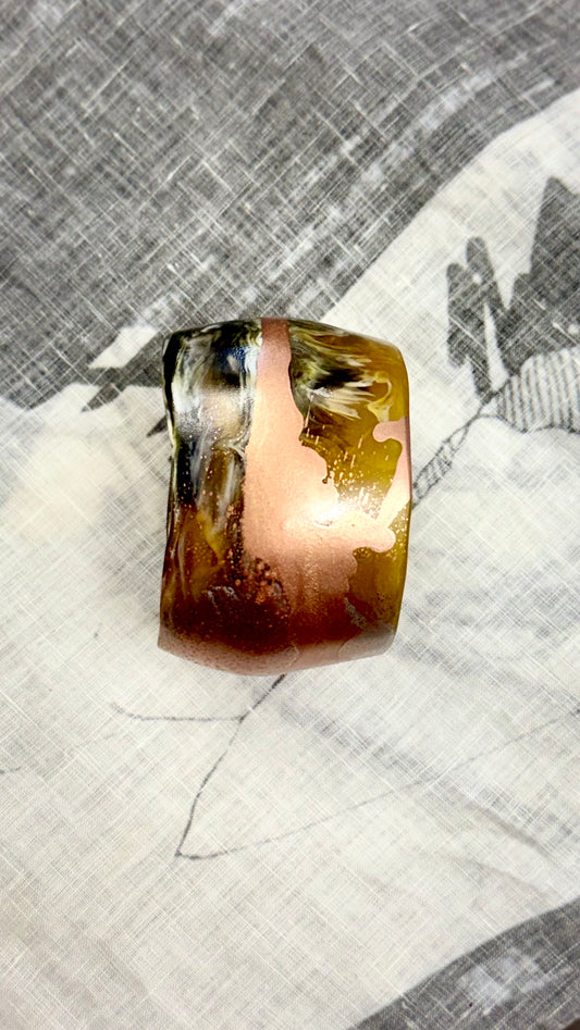 Chrome Limited edition hand painted Amber Resin Bangle