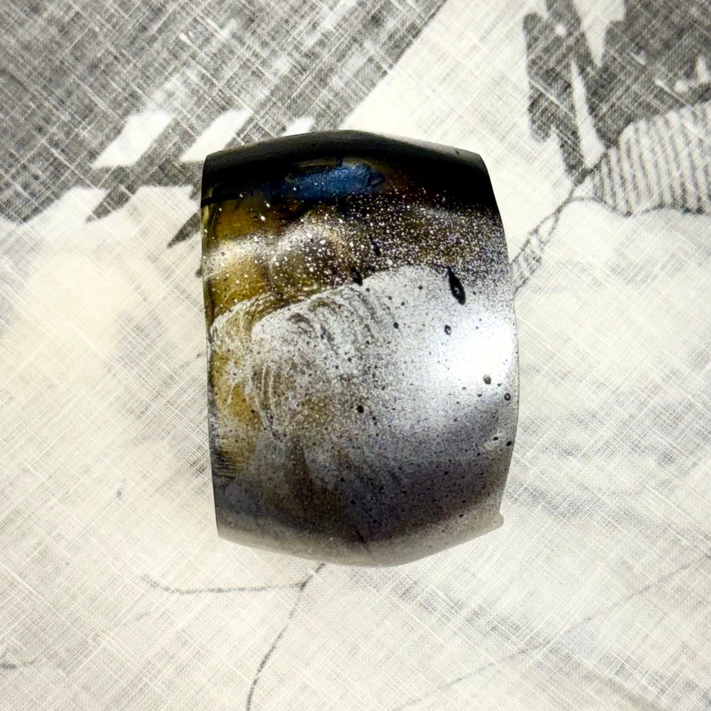 Chrome Limited edition hand painted Lustrous Resin Bangle