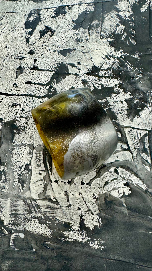 Chrome Limited edition hand painted Amber Resin Bangle