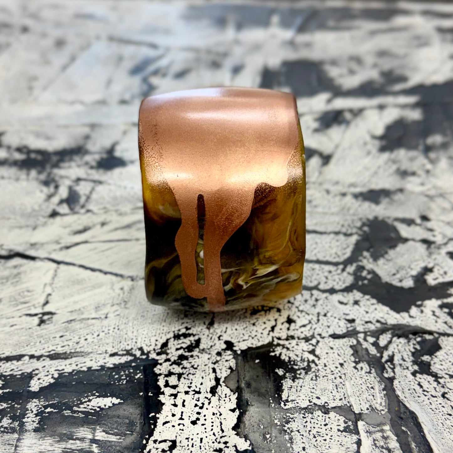 Chrome Limited edition hand painted Amber Resin Bangle